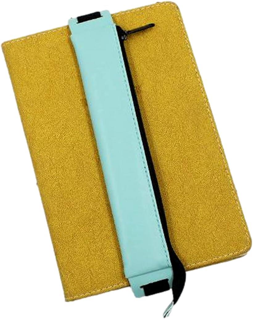 ブックバンドペンケース ペンホルダー 手帳 タブレット iPad用 タッチペン puレザー ブルー( Blue)