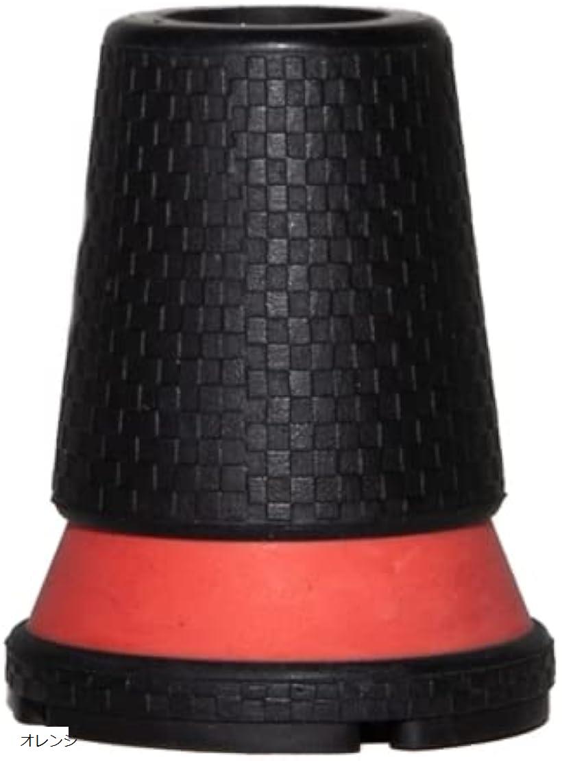 濡れた路面でも滑りにくい杖のゴム 交換用 先ゴム パワーグリップ 16mm 快適な突き心地(オレンジ)