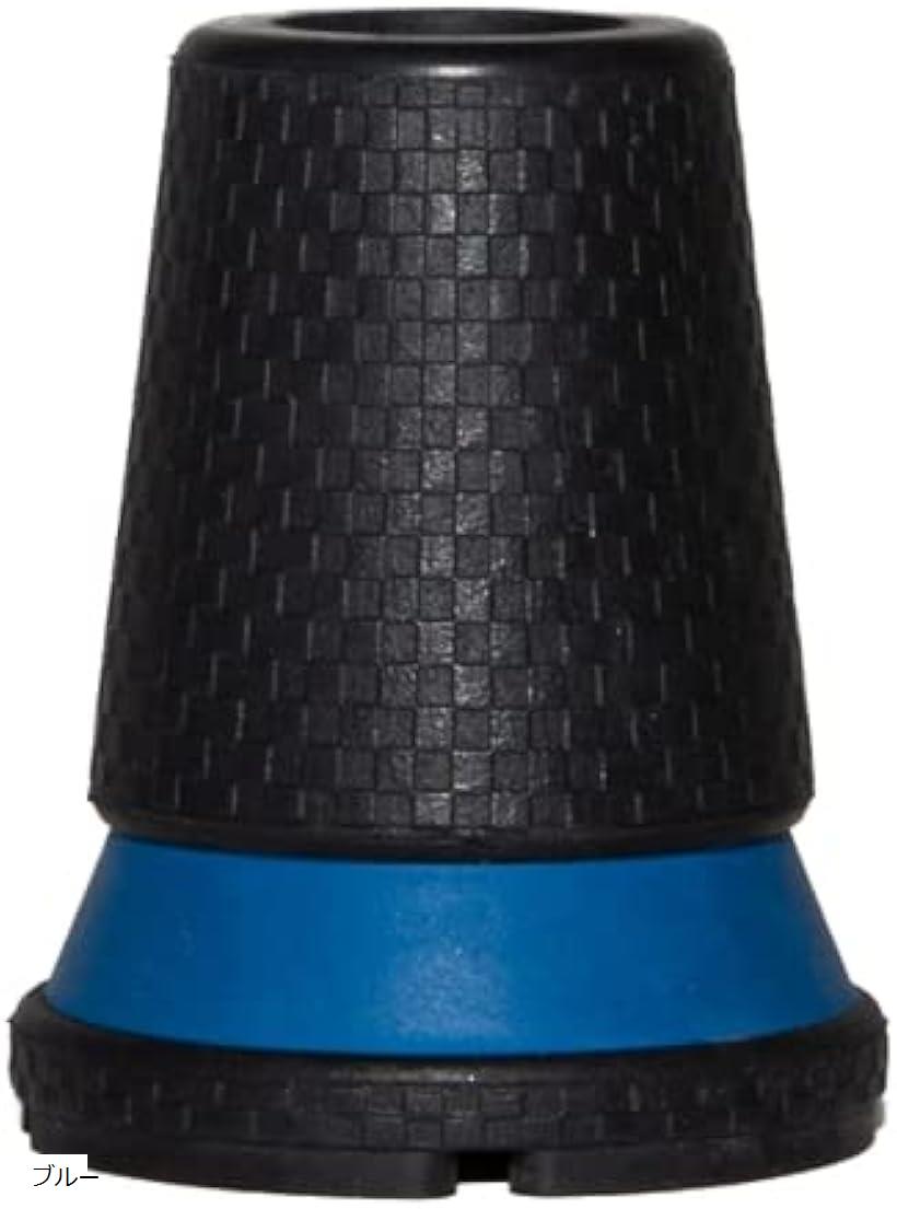 濡れた路面でも滑りにくい杖のゴム 交換用 先ゴム パワーグリップ 16mm 快適な突き心地 ブルー (ブルー)