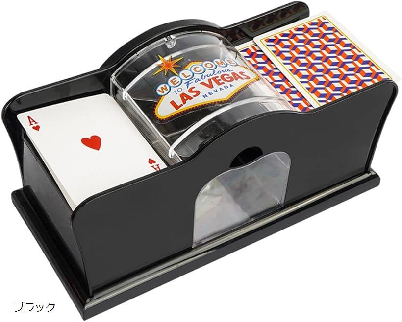 手動式カードシャッフラー トランプ ポーカーゲーム 電源不要 ブラック (ブラック)