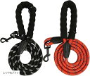犬用リード 2本セット スポンジハンドル ロープ 1.5m 散歩 訓練 反射糸 レッド&ブラック(レッド&ブラック, ワンサイズ)