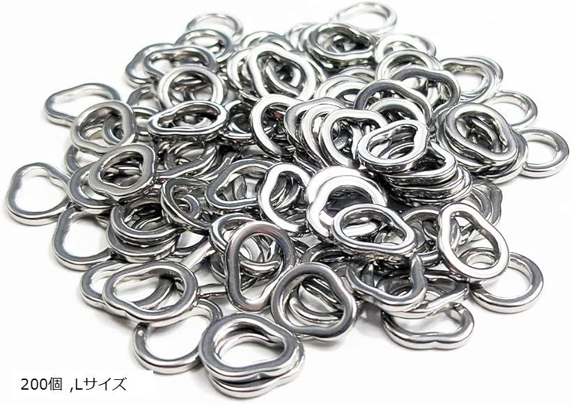 ソリッドリング 釣り ひょうたん型 ジギング 溶接リング セット(Lサイズ)