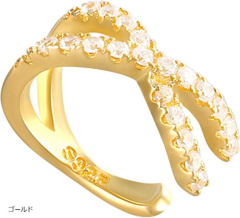 イヤーカフ レディース 片耳用 シルバー925 金属アレルギー対応 イヤリング フェイクピアス ノンホールピアス(ゴールド)