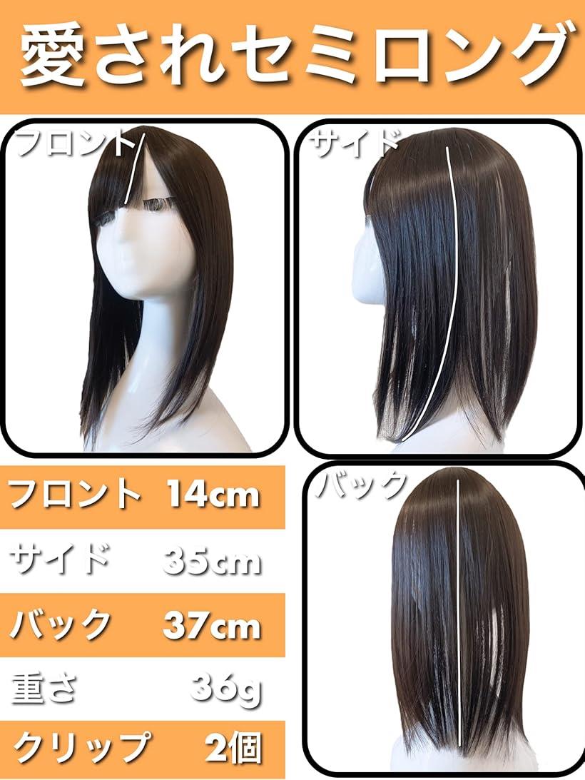 ウィッグ 部分ウィッグ ヘアピース 前髪ウィッグ レディース 人工毛 つむじ 頭頂部 かつら I型つむじ 女性 35cm 薄毛 脱毛 部分カツラ 断熱美人セミロング(ナチュラルブラウン, Free)