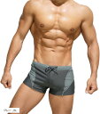 メンズ ローライズ サーフパンツ オシャレ 水着 ビーチ 海パン ショート 短め 腰パン ボックス型(グレー, XL)