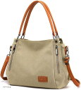 Takusan Shopping キャンバス トート ショルダーバッグ 帆布 無地 斜めがけ カバン(ベージュ)(4)