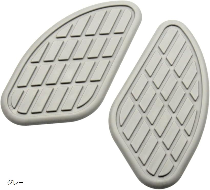 互換品 バイク 用 タンク サイド パッド ニー グリップパッド 汎用 プロテクター ステッカー ゴム 18.5cm 9.5cm グレー (グレー)