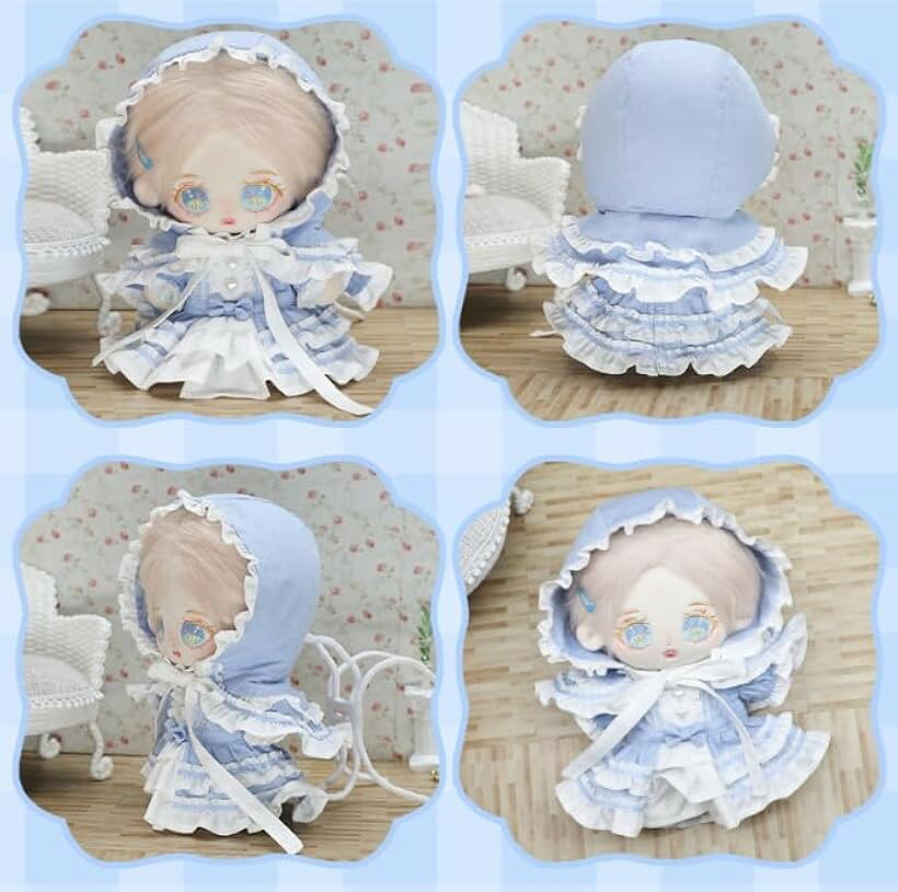 ぬい服 ぬいぐるみ 20cm ロリータ フード付きケープ 人形 (水色)
