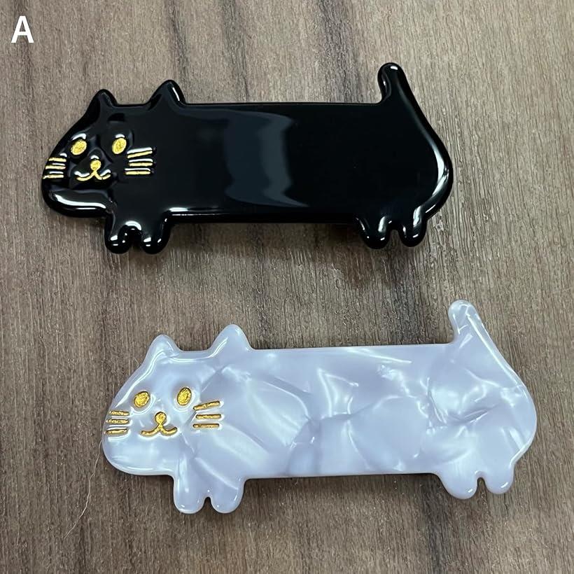 ねこ ヘアクリップ 前髪 べっ甲風 髪留め 髪飾り ヘアピン B (B)