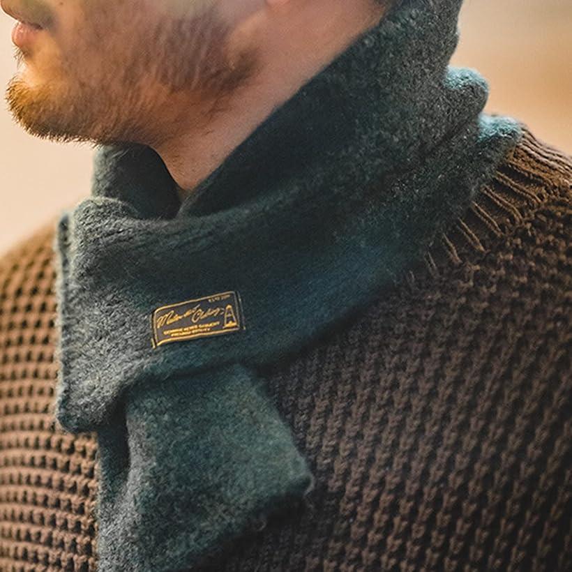 マフラー メンズ ふわふわ アウトドア おしゃれ カシミヤタッチ 編み物 ギフト 軽量 グリーン (グリー..