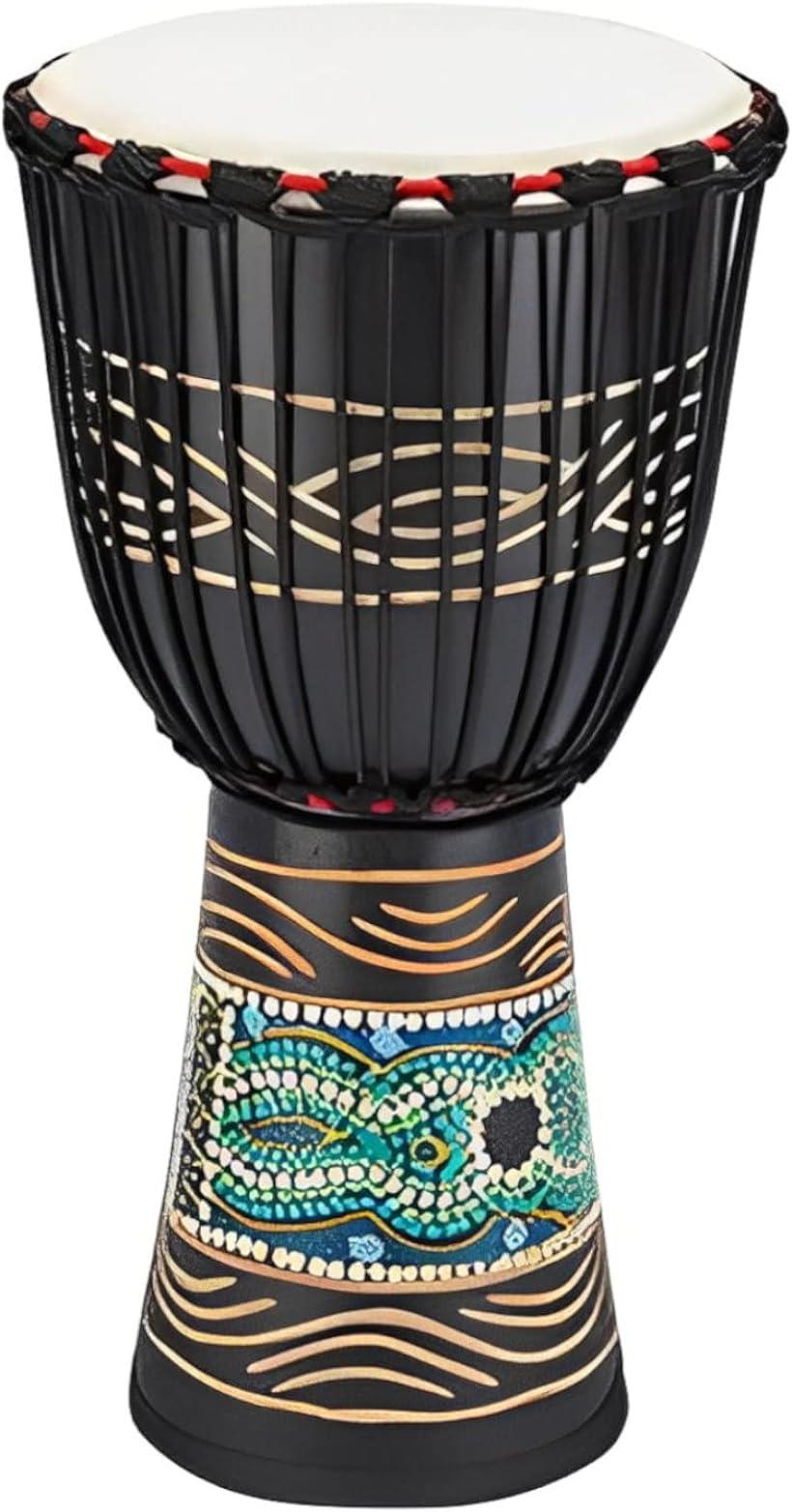 ジャンベ 大 8インチ 楽器 太鼓 民族楽器 ハンドドラム パーカッション ブラック 装飾 直径20cm 高さ40cm( ブラック(…