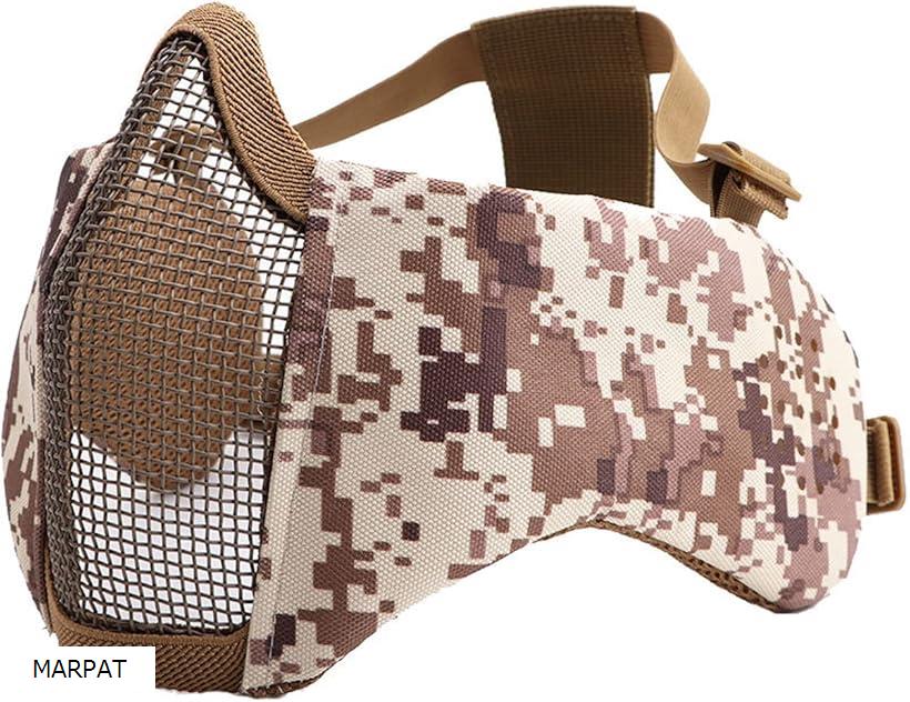 サバゲーマスク フェイスガード 耳付き メッシュ 金属網 サバイバルゲーム(MARPAT)