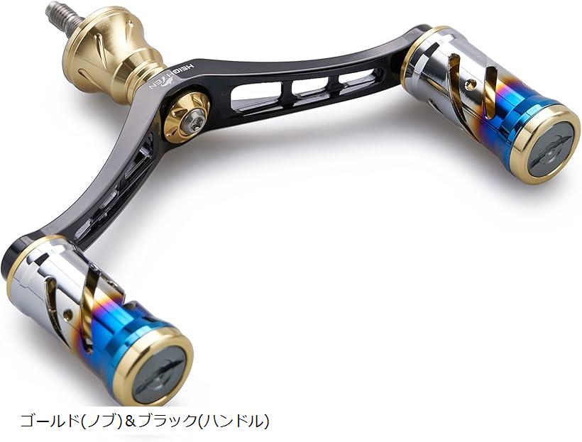 92mm リール ハンドル 16mm ノブ 搭載 シマノ ダイワ 通用 スピニングリール用 Vortex Series ゴールド ノブ＆ブラック 585(ゴールド(ノブ)＆ブラック(ハンドル))