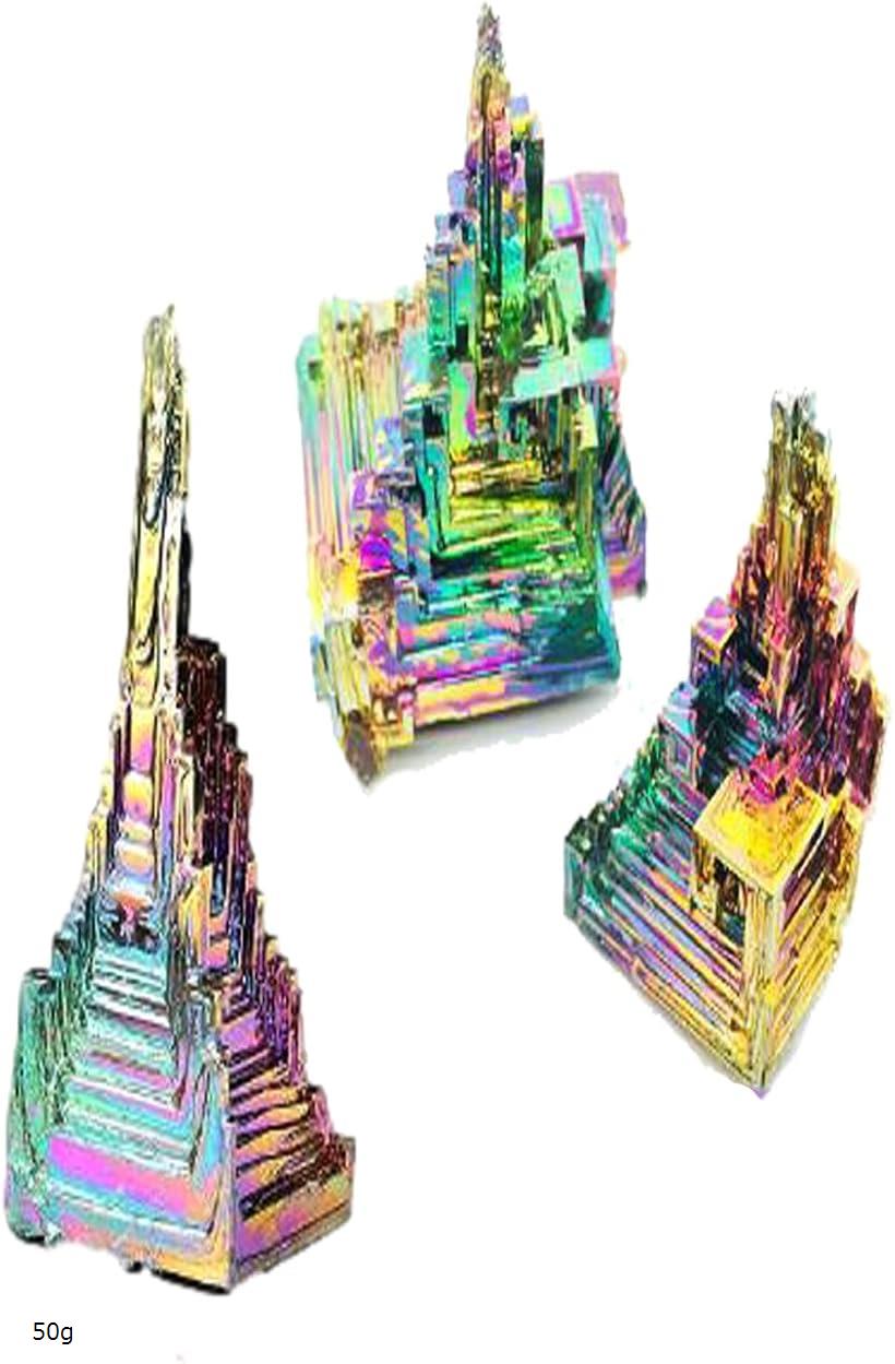 ビスマス 人工結晶 鉱石 3個セット 金属鉱物 標本研究(50g)
