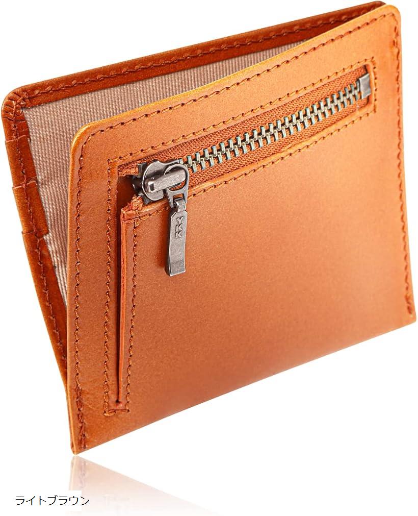 薄い財布 メンズ ミニ財布 コンパクト イタリアンレザー 札入れ カード入れ 小銭入れ(ライトブラウン)のサムネイル