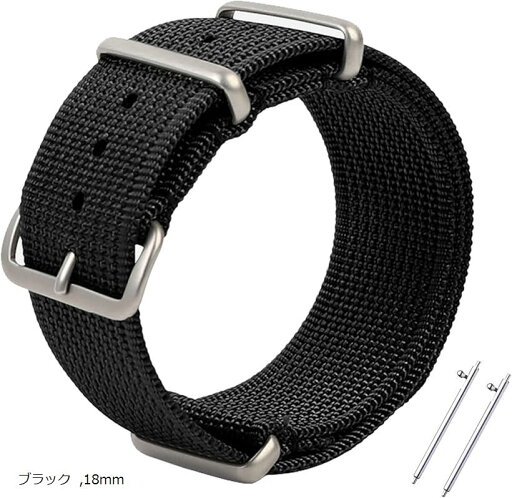 腕時計バンド ナイロン編みの上質なバンド 手首に軽量フィット 通気 取り付け簡単 腕時計ベルト(ブラック, 18mm) 腕時計バンド ナイロン編みの上質なバンド 手首に軽量フィット 通気 取り付け簡単 腕時計ベルト(ブラック, 18mm)