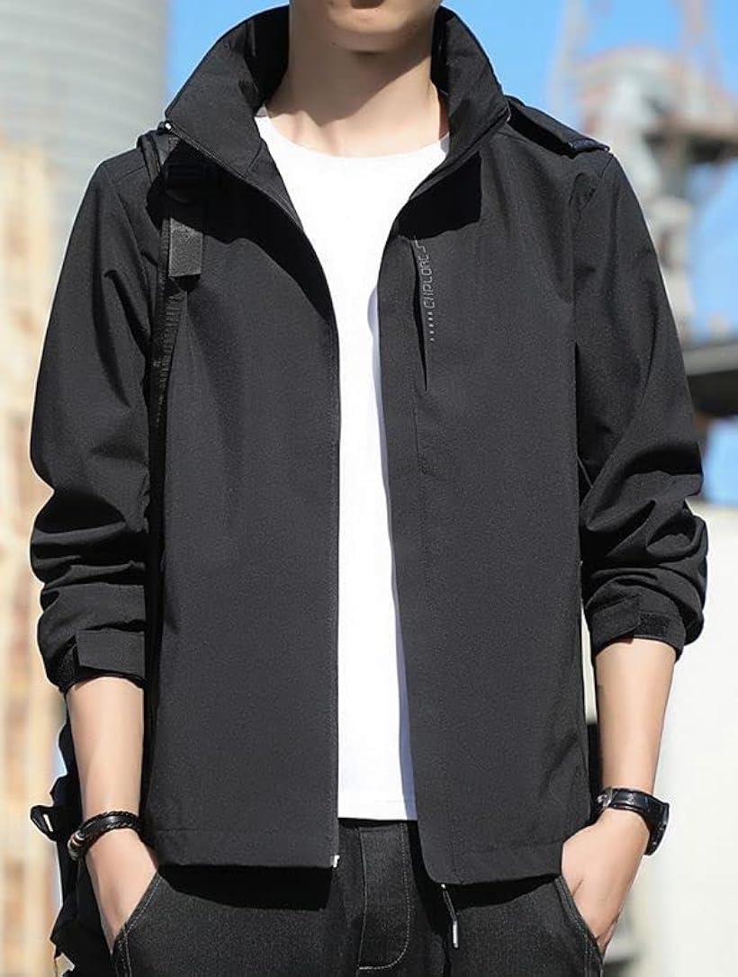 アスペルシオ フルジップ 立襟 パーカー お洒落 アウター メンズ フード付き 3XL ブラック (クリアブラック, 3XL)