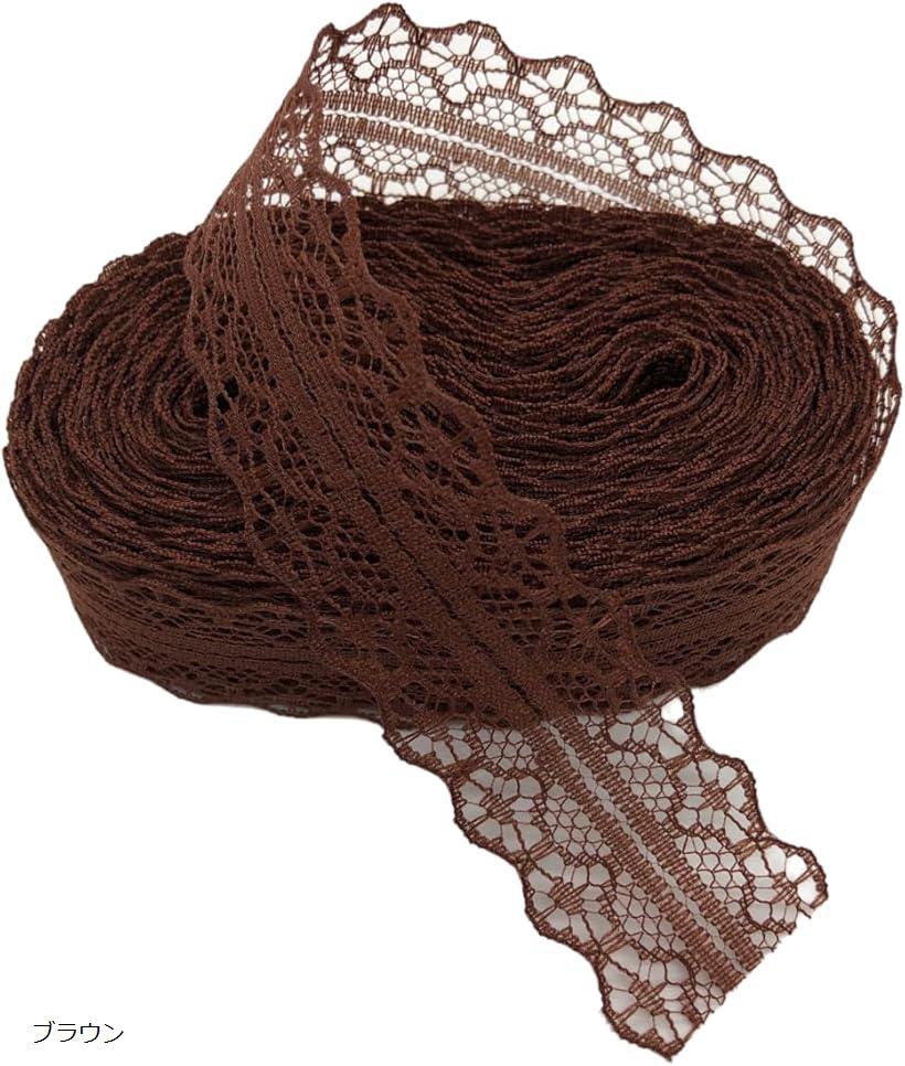 レースリボン 幅3cm 長さ10メートル 手芸 DIY 装飾 ハンドメイド (ブラウン)
