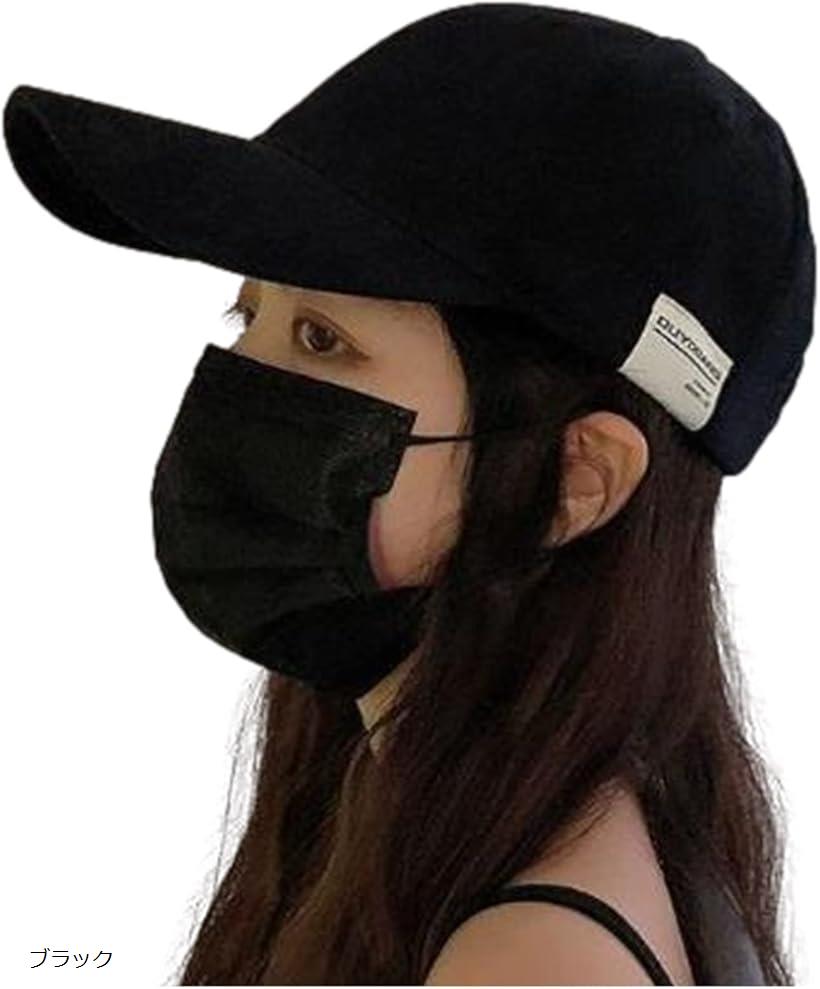 Cap - ジーティアモ キャップ レディース ワンポイント アジャスター調節 帽子 おしゃれ かわいい ブラック (ブラック, Free Size)