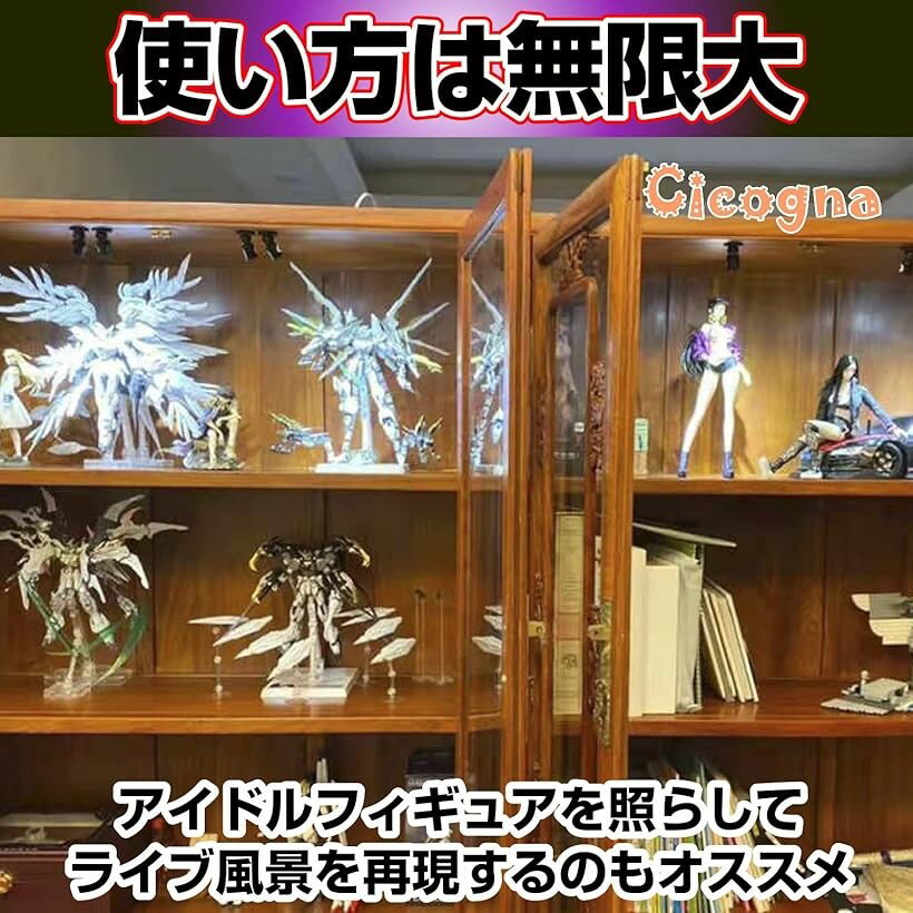 ミニ LED スポットライト 小型 2灯 電池式 角度調整 ホビーライト フィギュア プラモデル 模型 ブラック (ブラック) 3