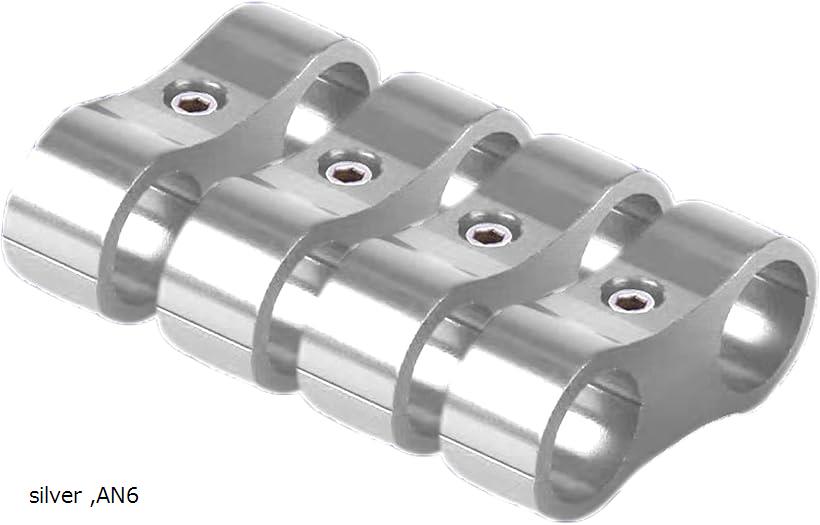 アルミ ホース クランプ 車 配線固定 取り付け金具 収納 拡張 セパレーター (silver, AN6)