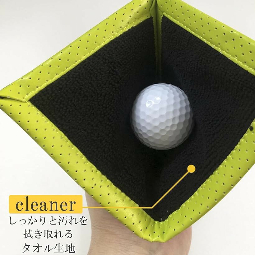 ゴルフボール クリーナー カラビナ リール付 ゴルフタオル ティー ボール拭き クロ...