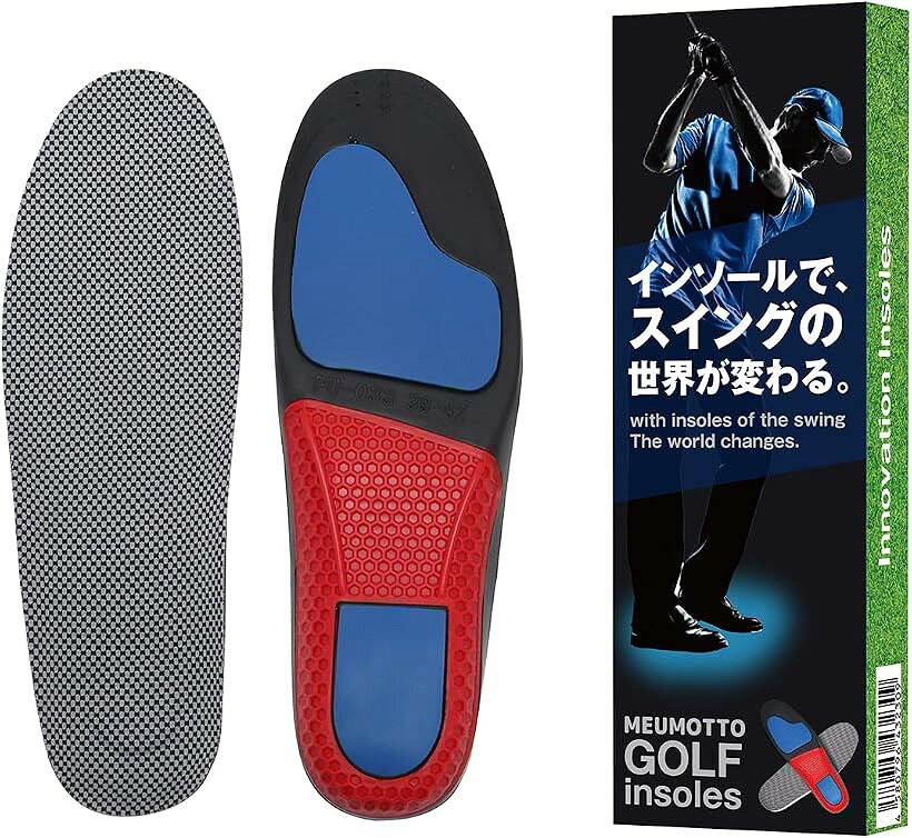 ゴルフ インソールプロ推奨中敷き 衝撃吸収 長時間サポート 26.5～28cm ブラックxレッド (ブラックxレッド, L(26.5～28cm))