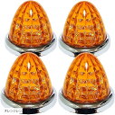 24V トラック用 LED マーカーランプ サイド 8面クリスタルカット仕様 16LED メッキリング 汎用 4個 セット(オレンジレンズ)