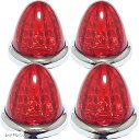 24V トラック用 LED マーカーランプ サイド 8面クリスタルカット仕様 16LED メッキリング 汎用 4個 セット(レッドレンズ)