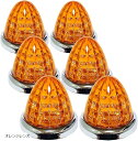 24V トラック用 LED マーカーランプ サイド 8面クリスタルカット仕様 16LED メッキリング 汎用 6個 セット(オレンジレンズ)