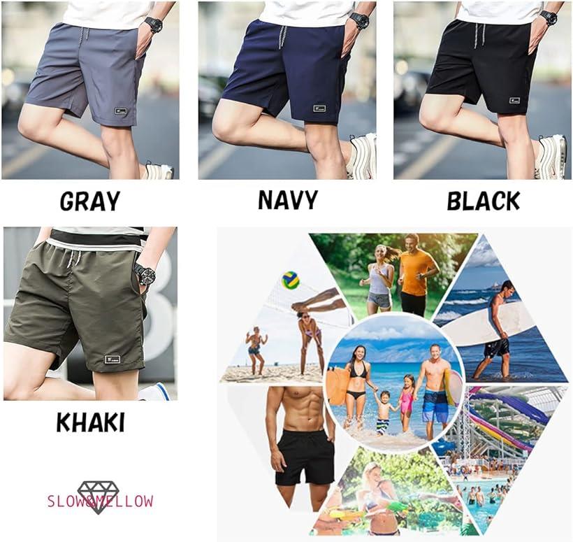 ショートパンツ サーフパンツ メンズ シンプル 海パン 水着 ハーフパンツ スポーツ サーフィン 水陸両用(カーキ, XL)