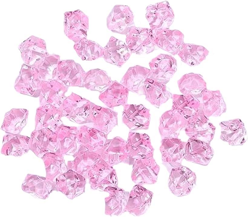 アクリルアイス 透明 約200粒 アイスキューブ 氷 ディスプレイ ロックアイス オブジェ( 桜ピンク)