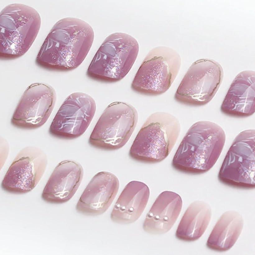 ネイルチップ ショート つけ爪 華やか 可憐 女性 紫真珠Camellia (紫真珠Camellia)