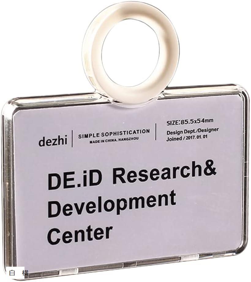 IDカードホルダー ネームホルダー IDカードケース パスケース 社員証ケース ICカードホルダー リール付き 白 横(白　横, S)