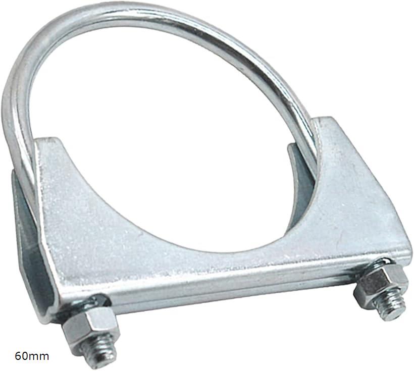 互換品マフラークランプ U字 汎用 ステンレス エキゾーストクランプ 排気クランプ マフラーバンド ボルト YM-265-MU (60mm)