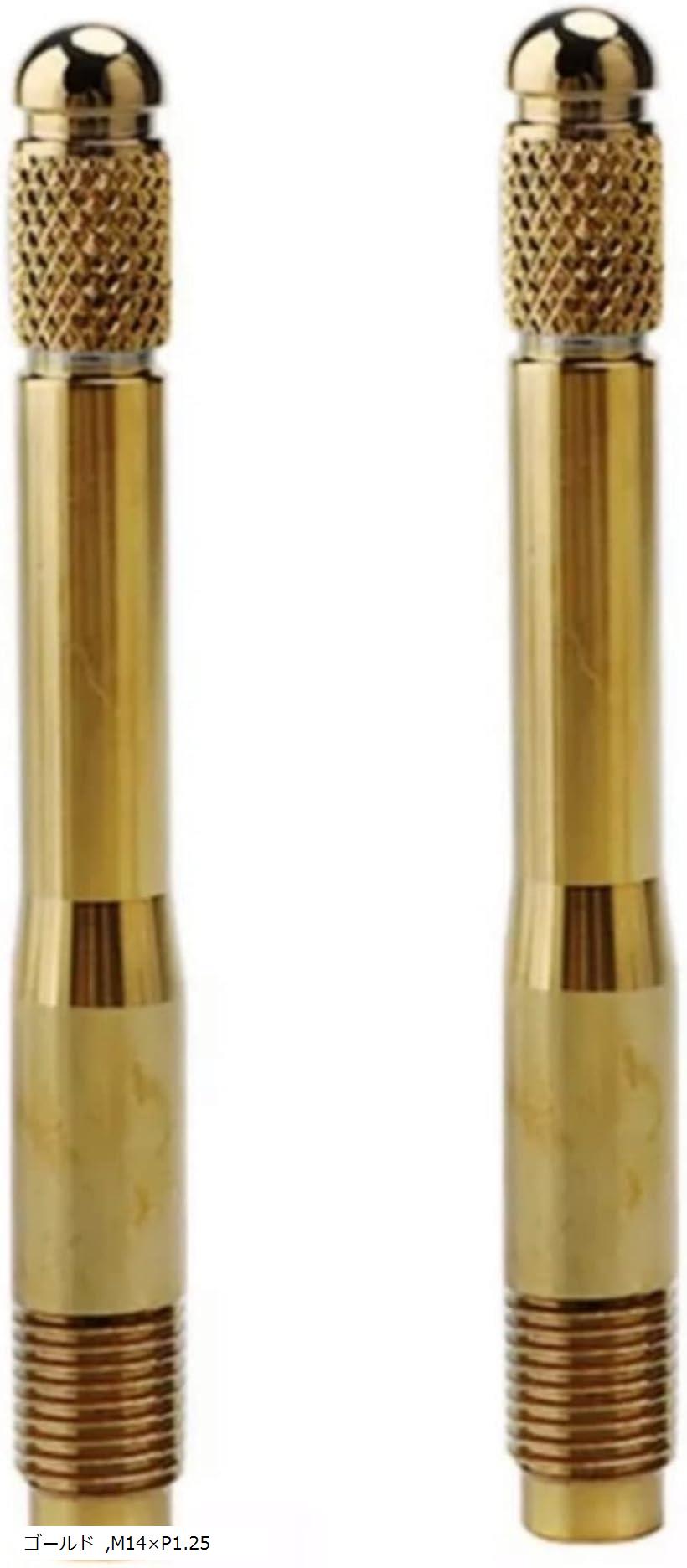 輸入車 ホイール セッティング ボルト ガイド ピン ステンレス 120mm 12cm ゴールド 2本セット M14xP1.25 (ゴールド)