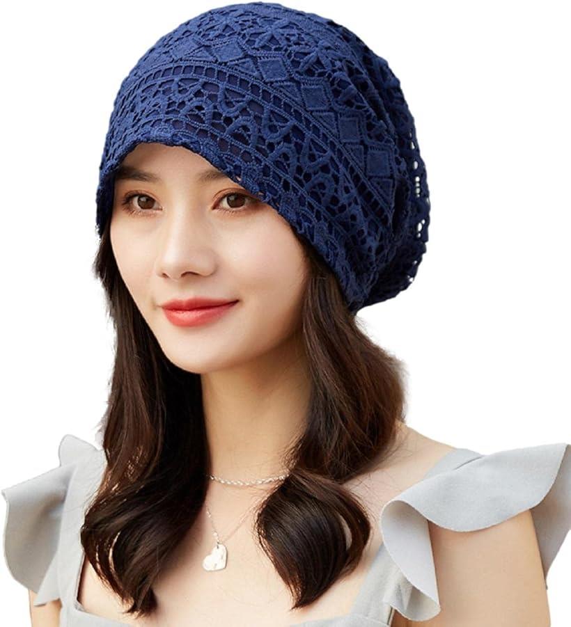 日よけ 帽子 ケア ニット キャップ(ネイビー, Free Size)