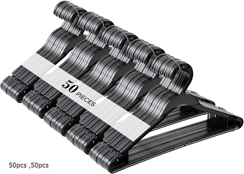 Hxhome ハンガー 衣類ハンガー 洗濯ハンガー 多機能収納 防風フック付き (50pcs)