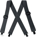 5cm幅 X型サスペンダー 幅広バンド 錆びにくい 黒塗装金具(グレー, M)