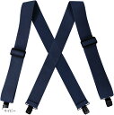 5cm幅 X型サスペンダー 幅広バンド 錆びにくい 黒塗装金具(ネイビー, M)