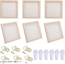 キャンバス 画材 木製 ウッドキャンバスボード 壁掛け フレーム 20cmx20cm 6個セット(wood, 20cmx20cm 6個セット)