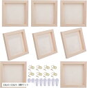 キャンバス 画材 木製 ウッドキャンバスボード 壁掛け フレーム 15cmx15cm 8個セット(wood, 15cmx15cm 8個セット)
