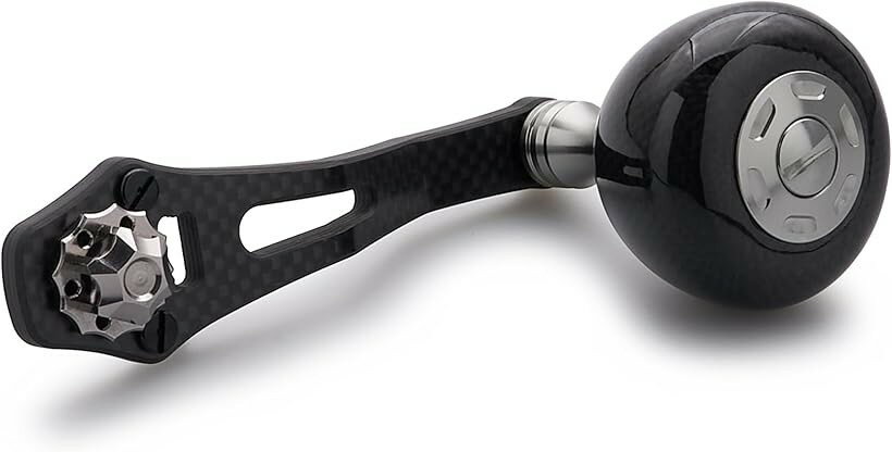Other - 60/70mm リール ハンドル カーボン製 36mm パワーノブ搭載 シマノ SHIMANO ダイワ DAIWA アブ Abu 通用 ベイトリール用 Carbon Drum Series (ガンメタル, 60/70mm可変)
