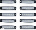 互換品 サイドマーカー led 12v 24v 兼用 6連 マーカーランプ トラック ダウンライト 照明 10個セット(ホワイト)
