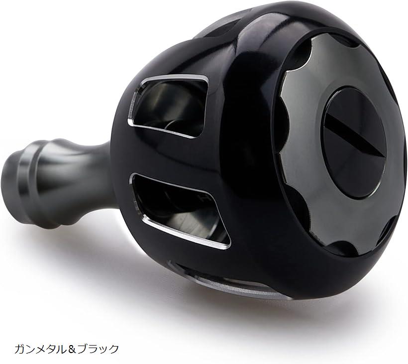 32mm リール ハンドル ノブ シマノ ダイワ 通用 Shimano Type Daiwa S用 Wheel Series ガンメタル＆ブラック 513 (ガンメタル＆ブラック)