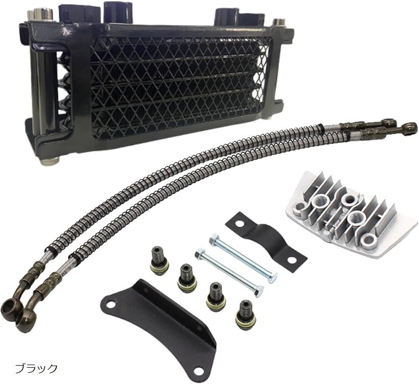 モンキー ゴリラ カブ ダックス オイルクーラー 4段タイプ ラジエーター シャリー バギー バイク ブラック (ブラック)