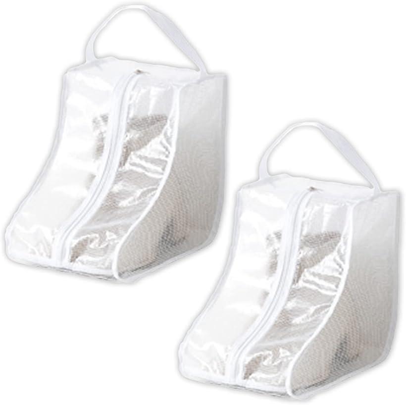 シューズケース ブーツ 収納 袋 ロング ショート カバー 靴 2足セット 透明( 透明ホワイト・ショート)