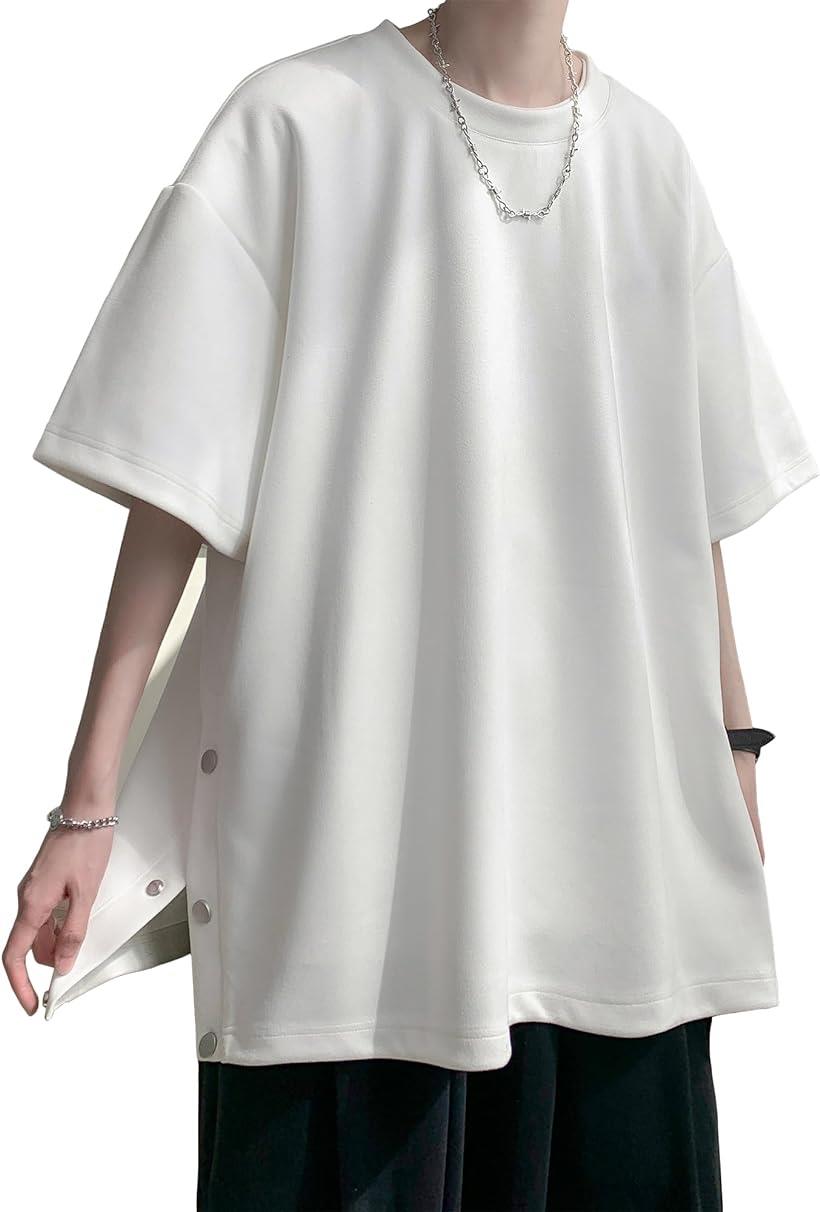 メンズ スエード tシャツ 無地 大人 上品 ロンt カジュアル トップス ティーシャツ ストリート系( #169：ホワイト, 2XL)