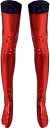 PUレザー レース付き ニーハイソックス フリーサイズ(レッド, Free Size)