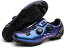 MTBシューズ ビンディング サイクル 自転車 靴 SPD( ブルー, 24.0 cm)